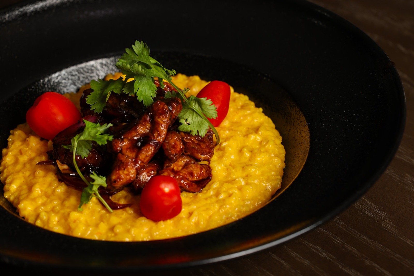 RISOTTO DE CALABAZA ASADA Y POLLO SALTEADO